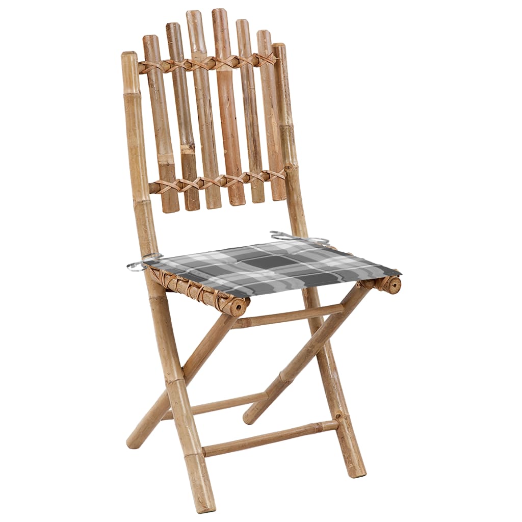 Tuinstoelen 2 st inklapbaar met kussens bamboe is nu te koop bij PeponiXL, paradijselijk wonen!