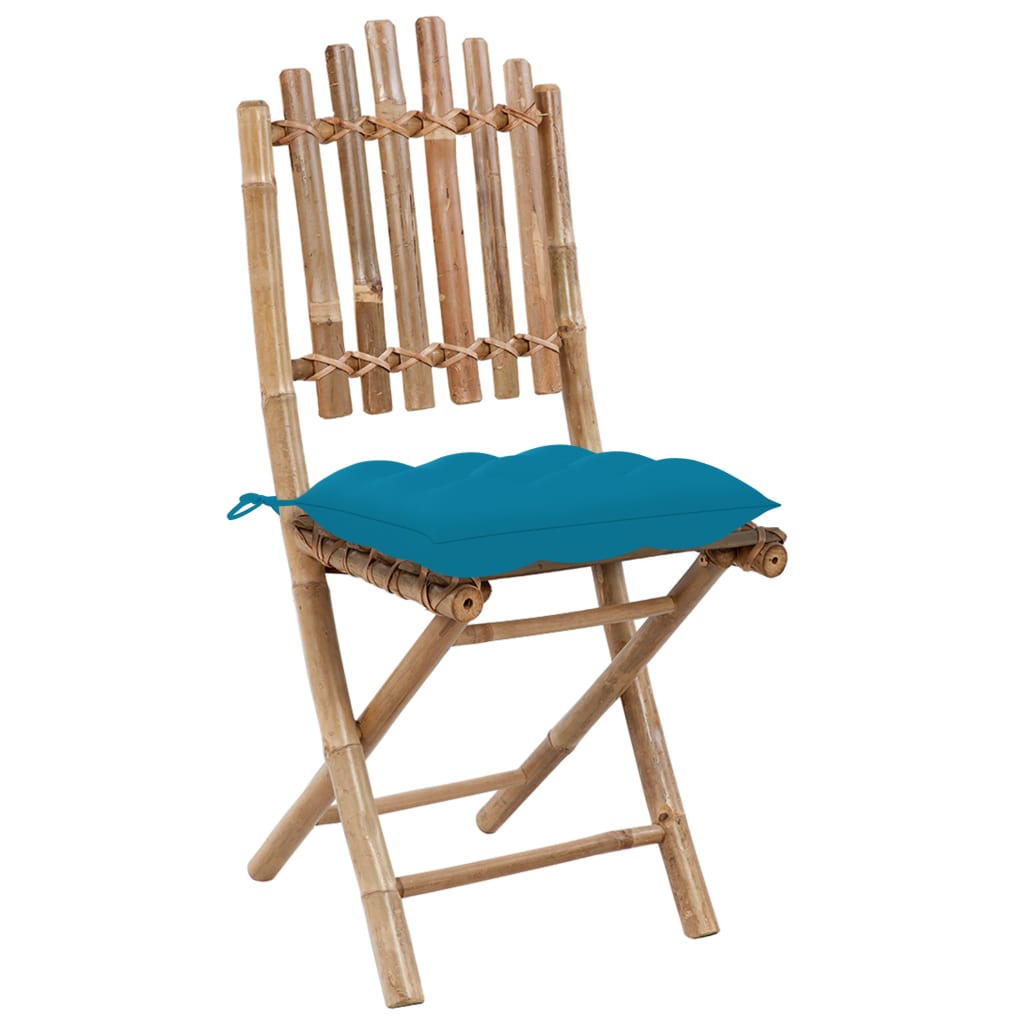 Tuinstoelen 2 st inklapbaar met kussens bamboe is nu te koop bij PeponiXL, paradijselijk wonen!