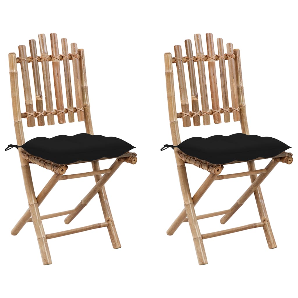 Tuinstoelen 2 st inklapbaar met kussens bamboe is nu te koop bij PeponiXL, paradijselijk wonen!
