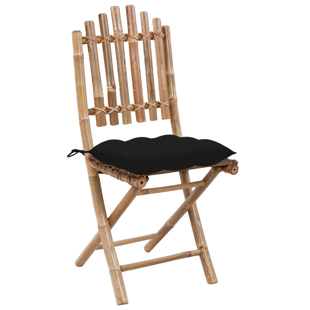 Tuinstoelen 2 st inklapbaar met kussens bamboe is nu te koop bij PeponiXL, paradijselijk wonen!