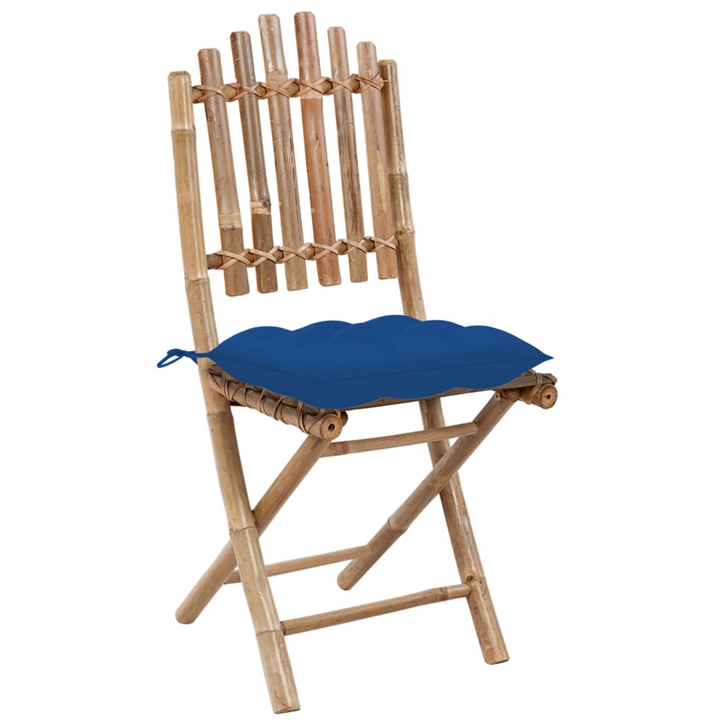 Tuinstoelen 2 st inklapbaar met kussens bamboe is nu te koop bij PeponiXL, paradijselijk wonen!