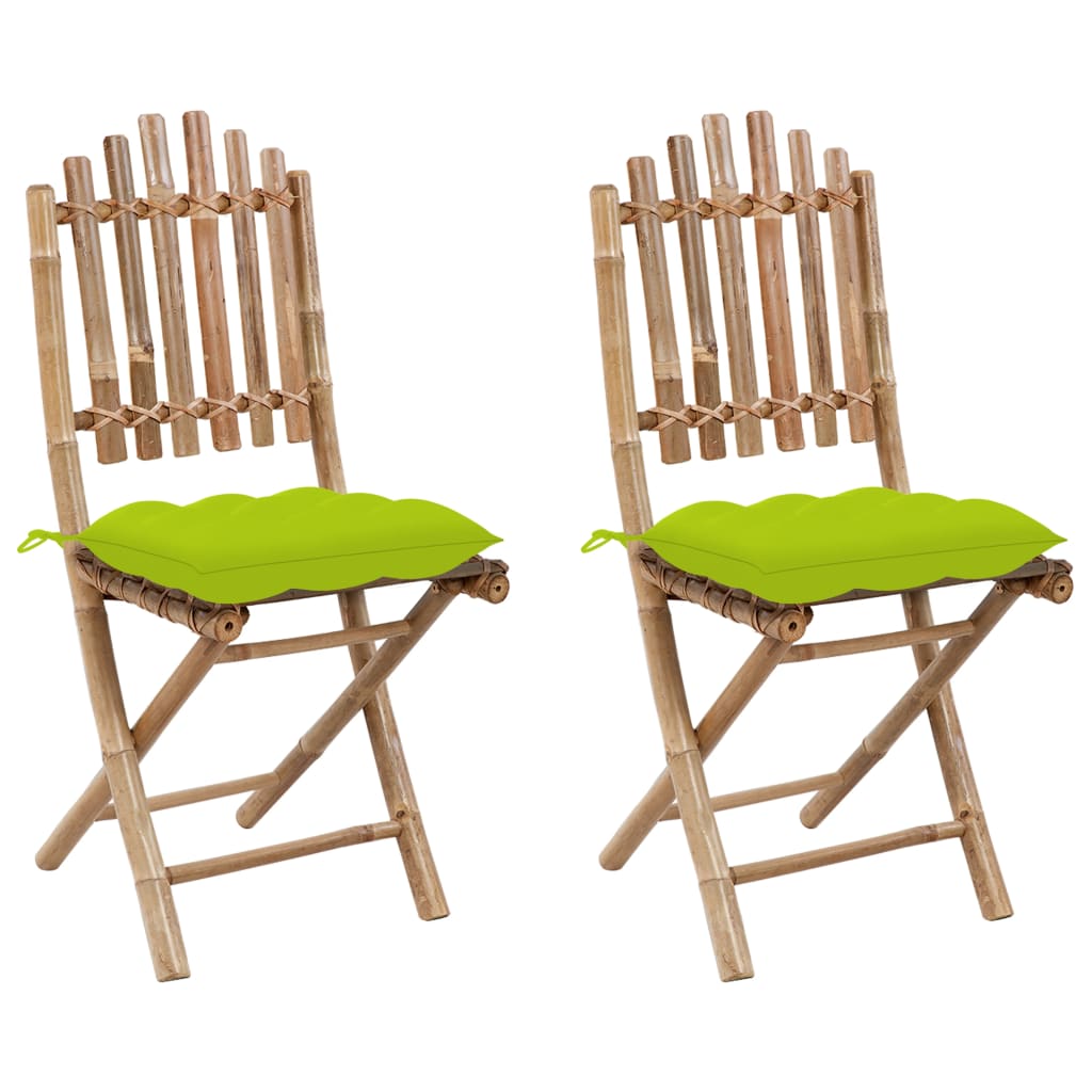 Tuinstoelen 2 st inklapbaar met kussens bamboe is nu te koop bij PeponiXL, paradijselijk wonen!