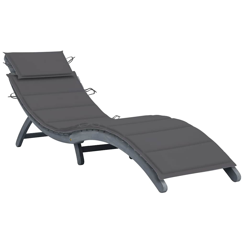 Ligbed met kussen massief acaciahout grijs is nu te koop bij PeponiXL, paradijselijk wonen!