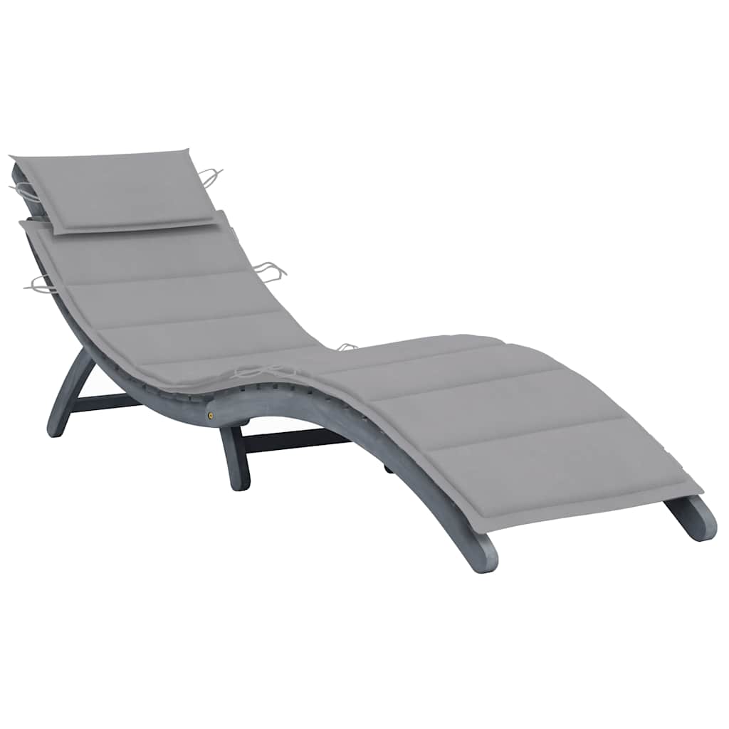 Ligbed met kussen massief acaciahout grijs is nu te koop bij PeponiXL, paradijselijk wonen!