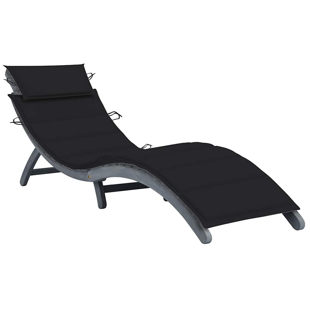 Ligbed met kussen massief acaciahout grijs is nu te koop bij PeponiXL, paradijselijk wonen!