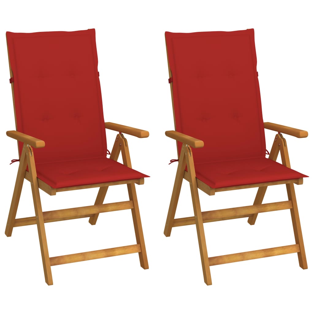 Tuinstoelen 2 st verstelbaar met kussens massief acaciahout is nu te koop bij PeponiXL, paradijselijk wonen!