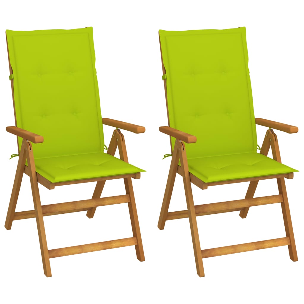 Tuinstoelen 2 st verstelbaar met kussens massief acaciahout is nu te koop bij PeponiXL, paradijselijk wonen!