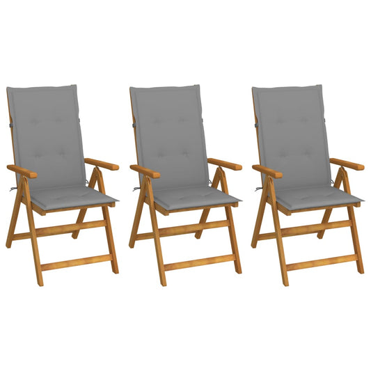 Tuinstoelen 3 st inklapbaar met kussens massief acaciahout is nu te koop bij PeponiXL, paradijselijk wonen!