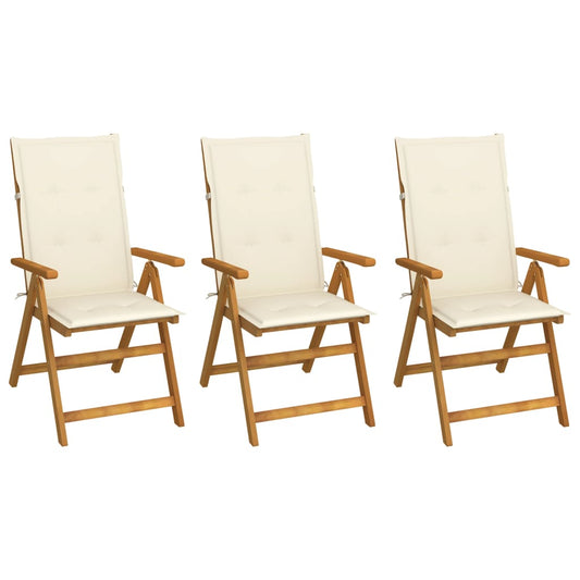 Tuinstoelen 3 st inklapbaar met kussens massief acaciahout is nu te koop bij PeponiXL, paradijselijk wonen!