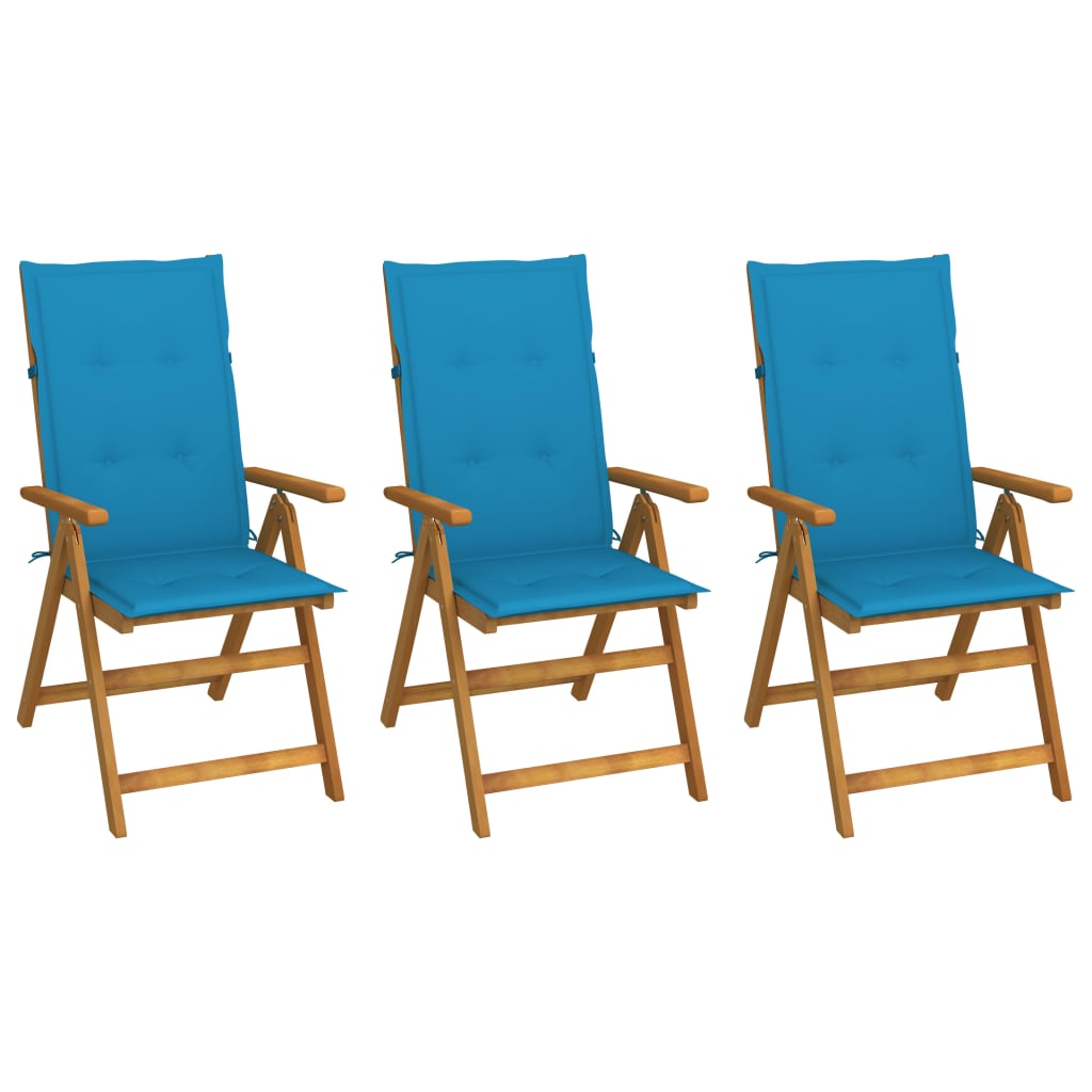 Tuinstoelen 3 st inklapbaar met kussens massief acaciahout is nu te koop bij PeponiXL, paradijselijk wonen!