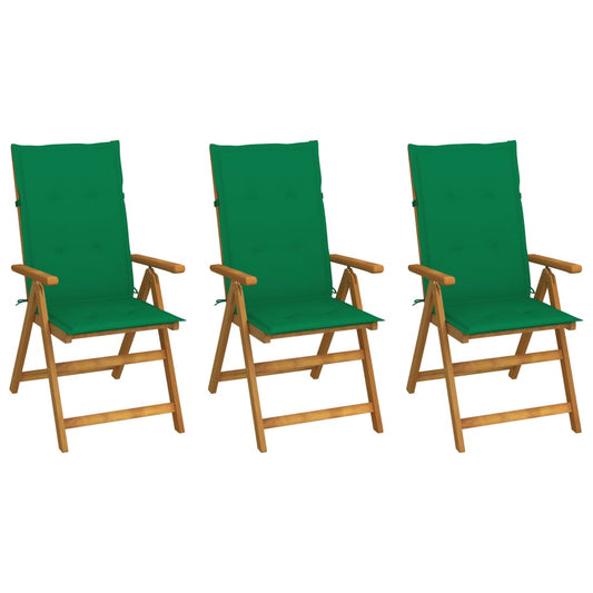 Tuinstoelen 3 st inklapbaar met kussens massief acaciahout is nu te koop bij PeponiXL, paradijselijk wonen!