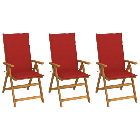 Tuinstoelen 3 st inklapbaar met kussens massief acaciahout is nu te koop bij PeponiXL, paradijselijk wonen!