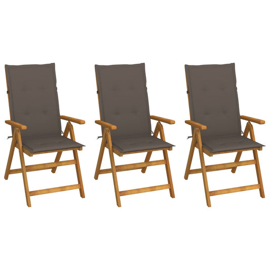 Tuinstoelen 3 st inklapbaar met kussens massief acaciahout is nu te koop bij PeponiXL, paradijselijk wonen!