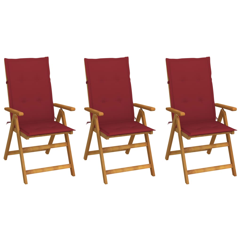 Tuinstoelen 3 st inklapbaar met kussens massief acaciahout is nu te koop bij PeponiXL, paradijselijk wonen!