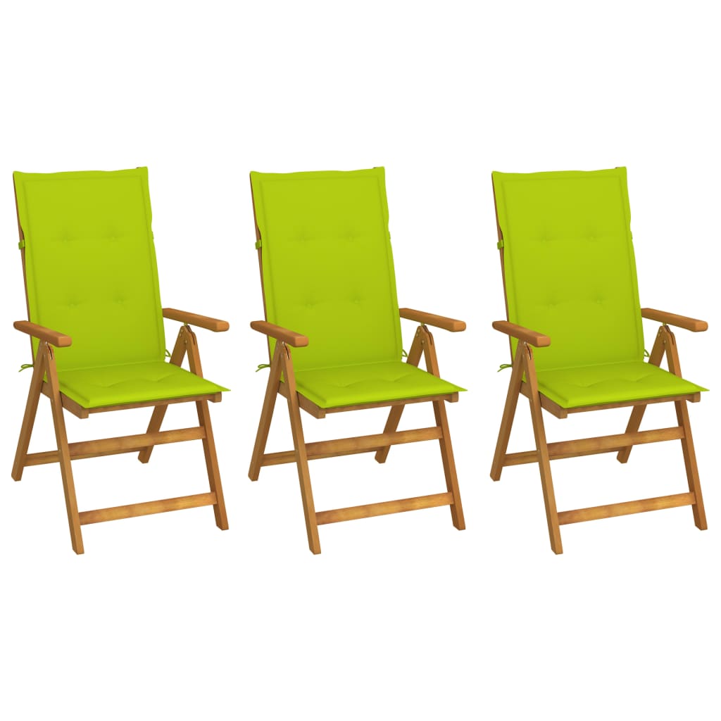 Tuinstoelen 3 st inklapbaar met kussens massief acaciahout is nu te koop bij PeponiXL, paradijselijk wonen!