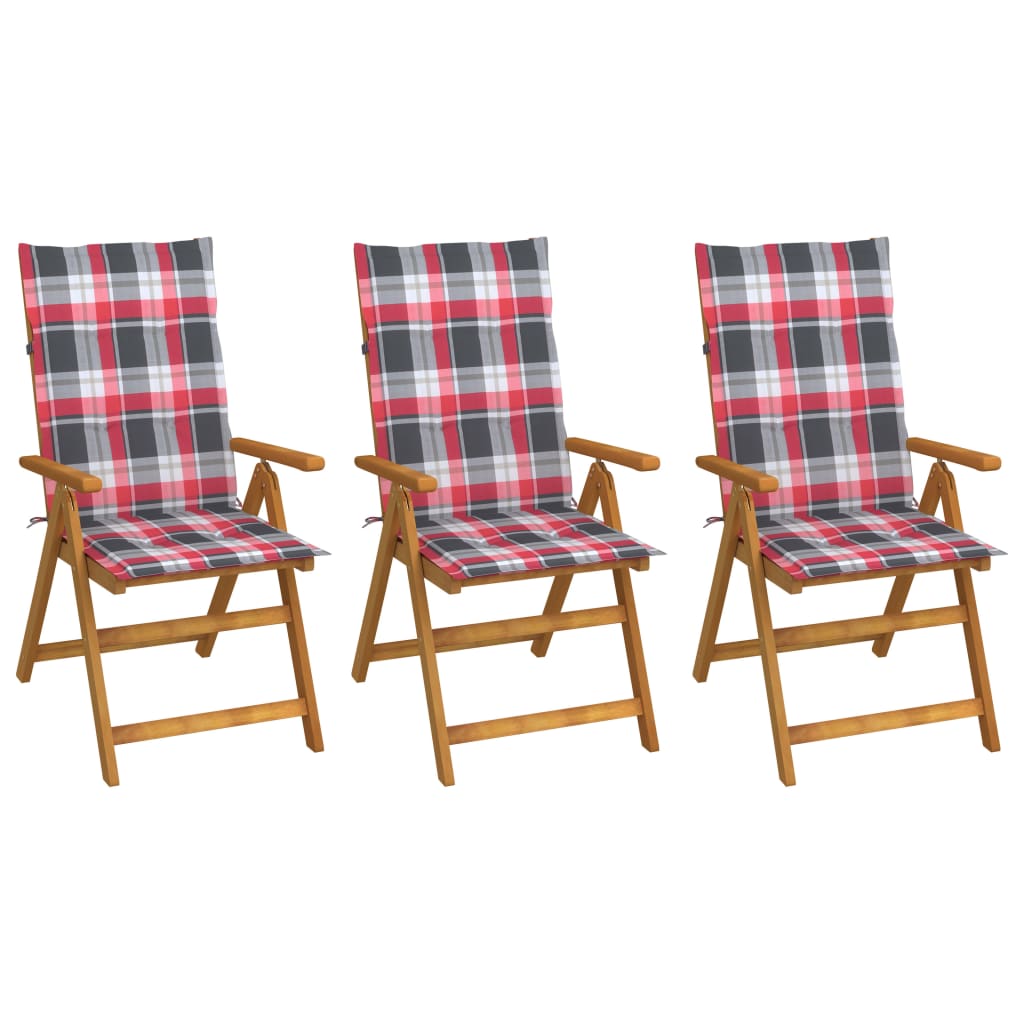 Tuinstoelen 3 st inklapbaar met kussens massief acaciahout is nu te koop bij PeponiXL, paradijselijk wonen!