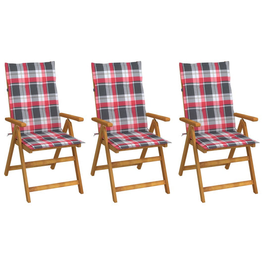 Tuinstoelen 3 st inklapbaar met kussens massief acaciahout is nu te koop bij PeponiXL, paradijselijk wonen!