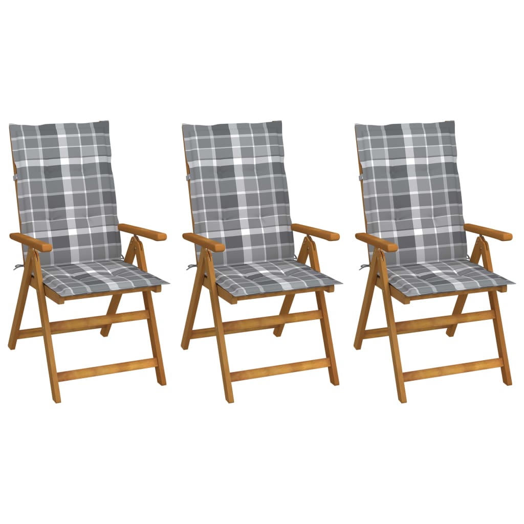 Tuinstoelen 3 st inklapbaar met kussens massief acaciahout is nu te koop bij PeponiXL, paradijselijk wonen!