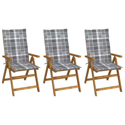 Tuinstoelen 3 st inklapbaar met kussens massief acaciahout is nu te koop bij PeponiXL, paradijselijk wonen!