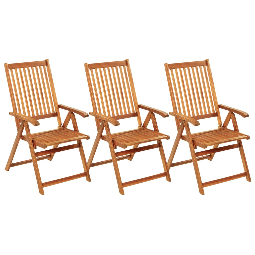 Tuinstoelen 3 st inklapbaar met kussens massief acaciahout is nu te koop bij PeponiXL, paradijselijk wonen!