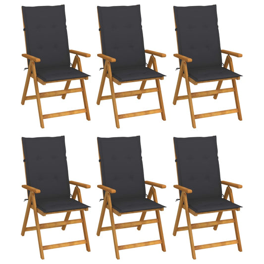Tuinstoelen 6 st inklapbaar met kussens massief acaciahout is nu te koop bij PeponiXL, paradijselijk wonen!