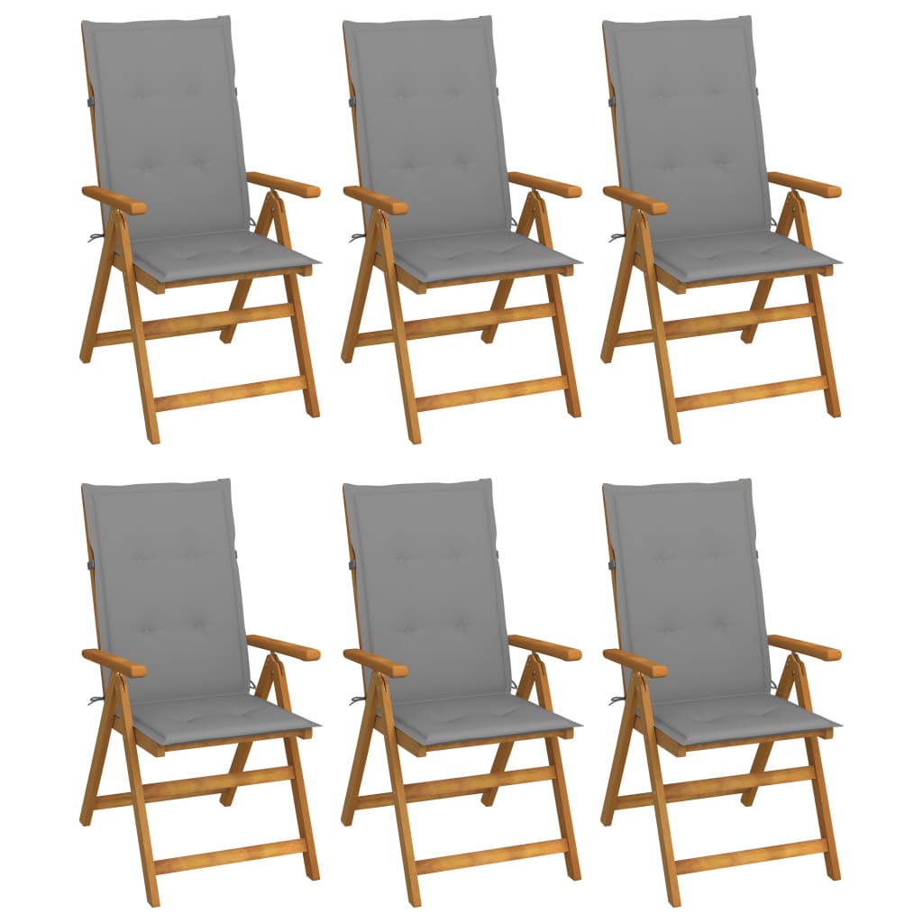 Tuinstoelen 6 st inklapbaar met kussens massief acaciahout is nu te koop bij PeponiXL, paradijselijk wonen!