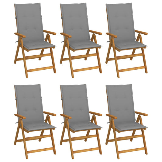 Tuinstoelen 6 st inklapbaar met kussens massief acaciahout is nu te koop bij PeponiXL, paradijselijk wonen!