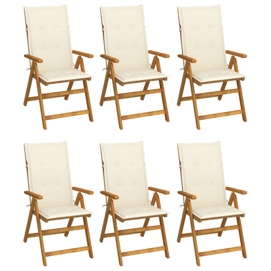 Tuinstoelen 6 st inklapbaar met kussens massief acaciahout is nu te koop bij PeponiXL, paradijselijk wonen!