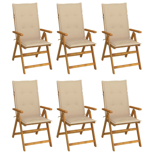 Tuinstoelen 6 st inklapbaar met kussens massief acaciahout is nu te koop bij PeponiXL, paradijselijk wonen!