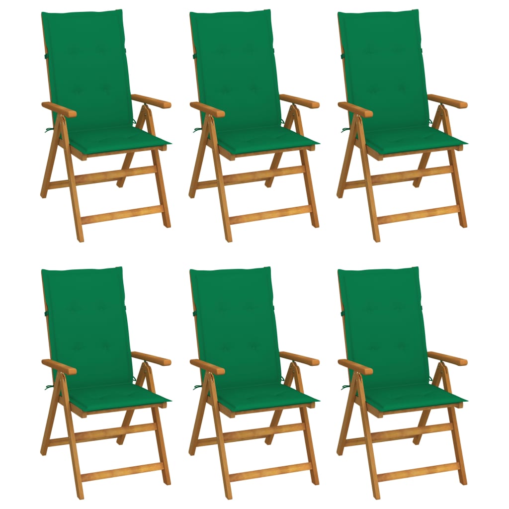 Tuinstoelen 6 st inklapbaar met kussens massief acaciahout is nu te koop bij PeponiXL, paradijselijk wonen!