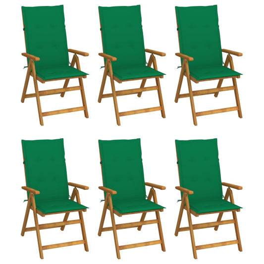 Tuinstoelen 6 st inklapbaar met kussens massief acaciahout is nu te koop bij PeponiXL, paradijselijk wonen!