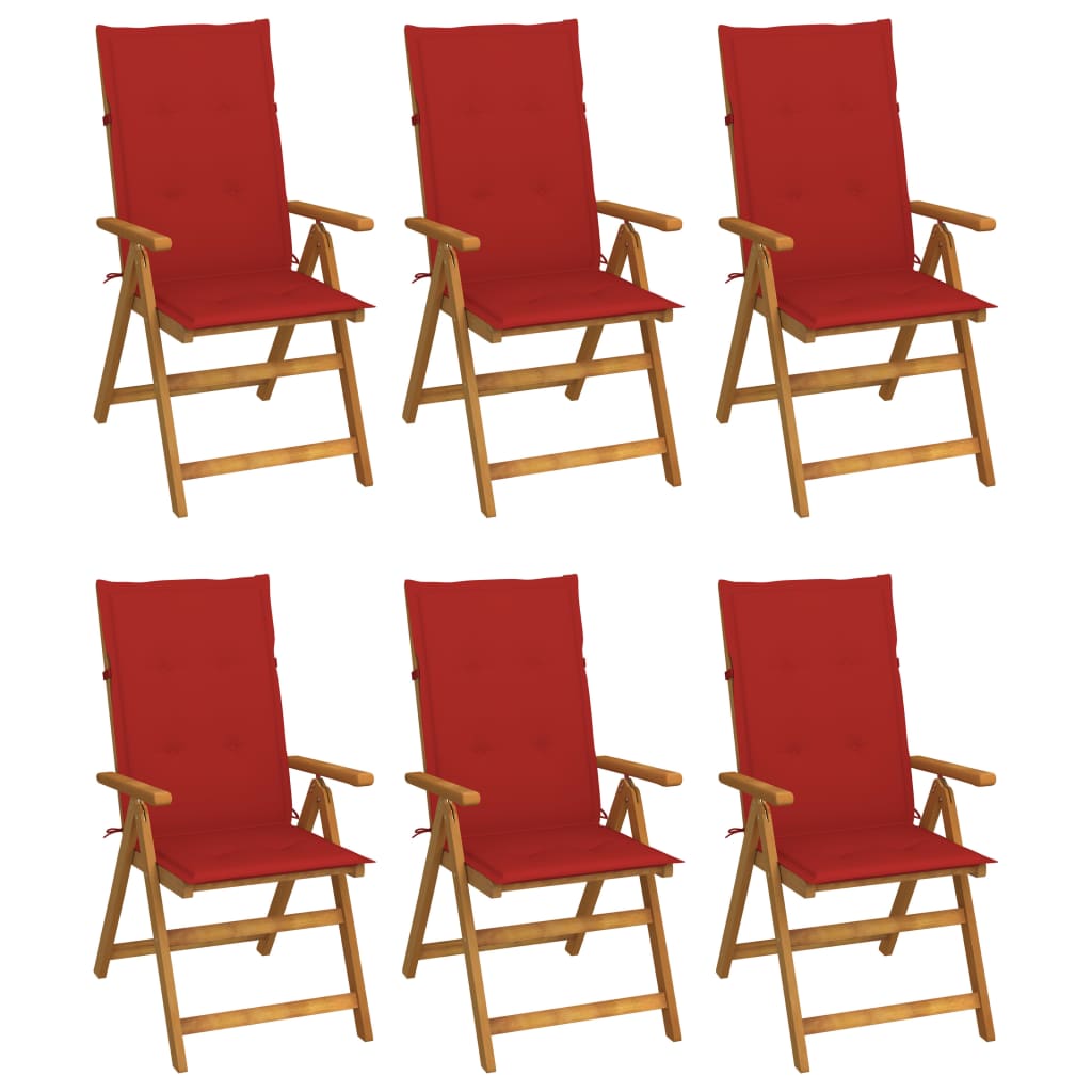 Tuinstoelen 6 st inklapbaar met kussens massief acaciahout is nu te koop bij PeponiXL, paradijselijk wonen!
