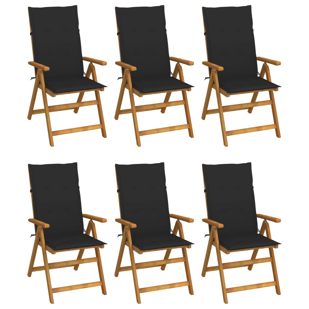 Tuinstoelen 6 st inklapbaar met kussens massief acaciahout is nu te koop bij PeponiXL, paradijselijk wonen!