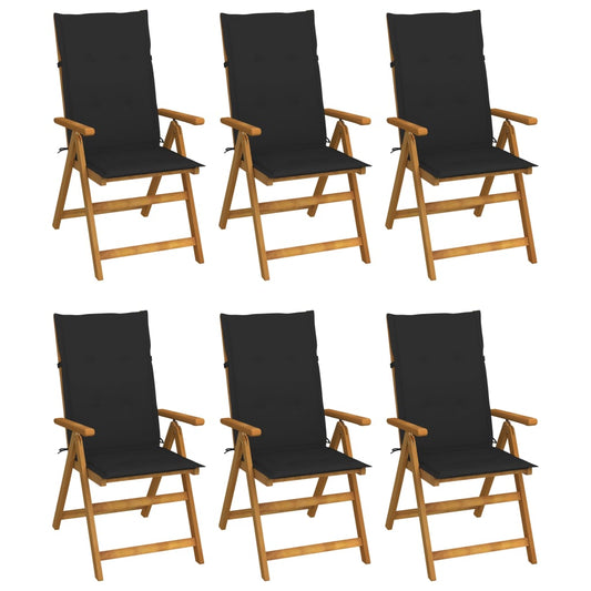 Tuinstoelen 6 st inklapbaar met kussens massief acaciahout is nu te koop bij PeponiXL, paradijselijk wonen!
