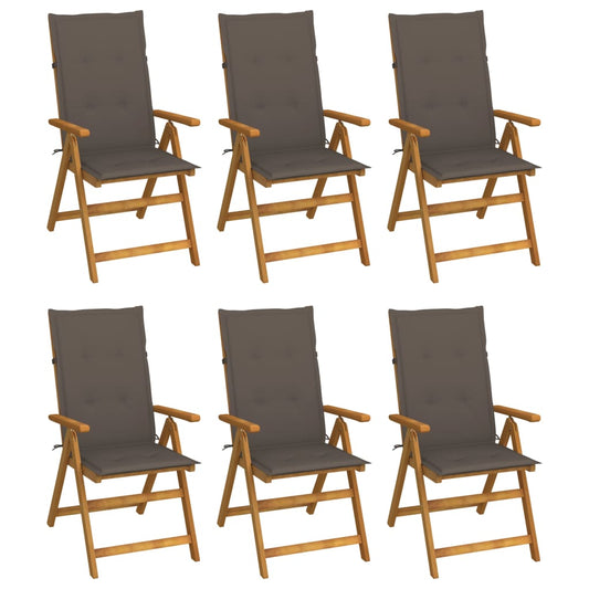 Tuinstoelen 6 st inklapbaar met kussens massief acaciahout is nu te koop bij PeponiXL, paradijselijk wonen!