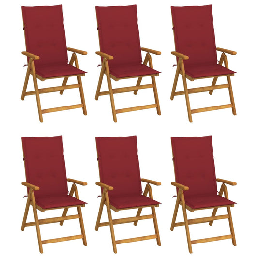 Tuinstoelen 6 st inklapbaar met kussens massief acaciahout is nu te koop bij PeponiXL, paradijselijk wonen!