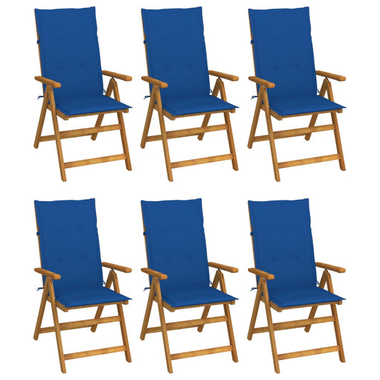 Tuinstoelen 6 st inklapbaar met kussens massief acaciahout is nu te koop bij PeponiXL, paradijselijk wonen!
