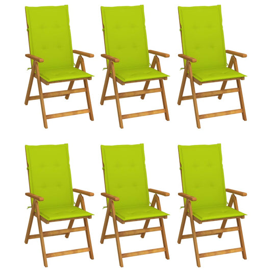 Tuinstoelen 6 st inklapbaar met kussens massief acaciahout is nu te koop bij PeponiXL, paradijselijk wonen!