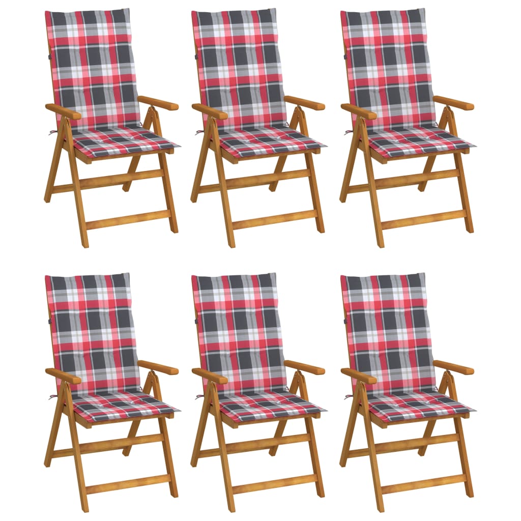 Tuinstoelen 6 st inklapbaar met kussens massief acaciahout is nu te koop bij PeponiXL, paradijselijk wonen!
