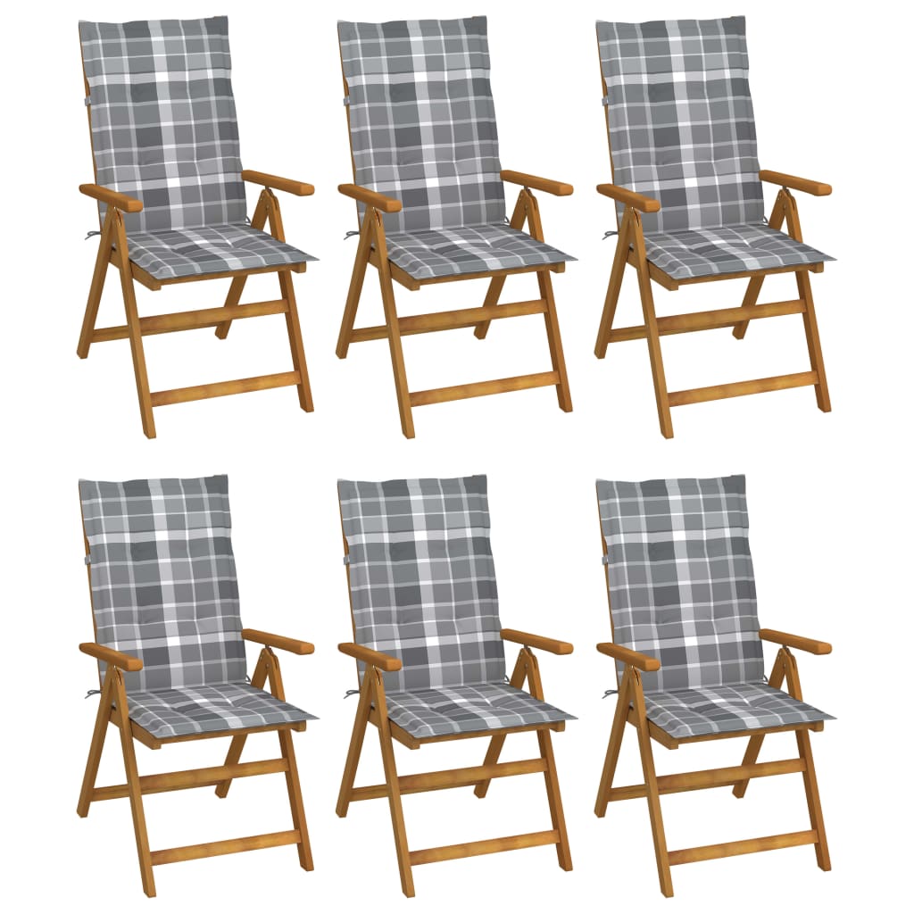 Tuinstoelen 6 st inklapbaar met kussens massief acaciahout is nu te koop bij PeponiXL, paradijselijk wonen!