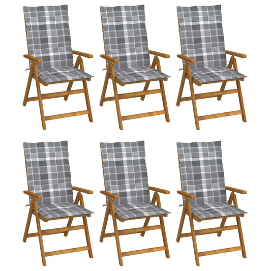 Tuinstoelen 6 st inklapbaar met kussens massief acaciahout is nu te koop bij PeponiXL, paradijselijk wonen!
