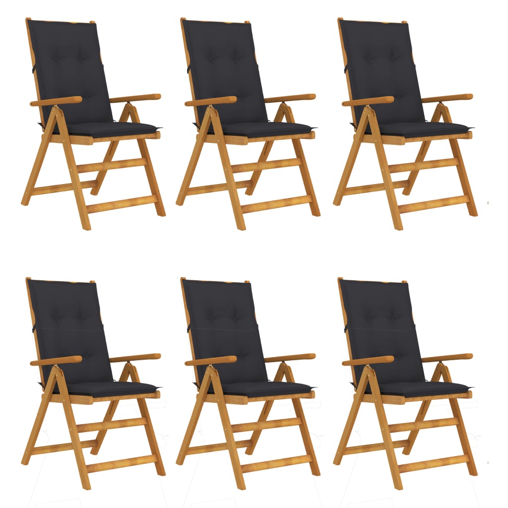 Tuinstoelen 6 st inklapbaar met kussens massief acaciahout is nu te koop bij PeponiXL, paradijselijk wonen!