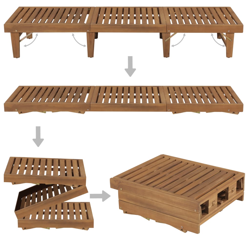 Ligbed inklapbaar met kussen massief acaciahout is nu te koop bij PeponiXL, paradijselijk wonen!