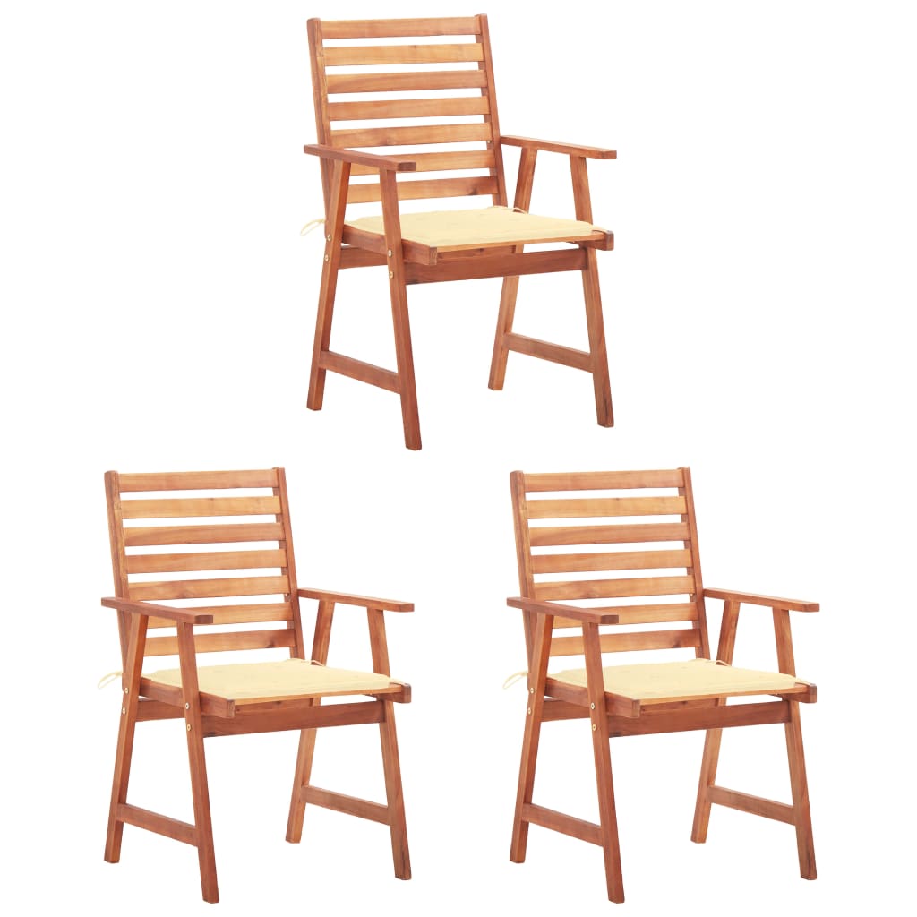 Tuinstoelen 3 st met kussens massief acaciahout is nu te koop bij PeponiXL, paradijselijk wonen!