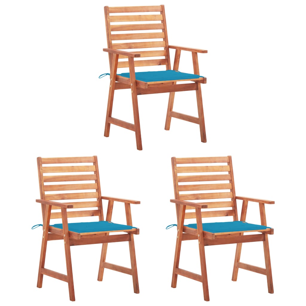 Tuinstoelen 3 st met kussens massief acaciahout is nu te koop bij PeponiXL, paradijselijk wonen!