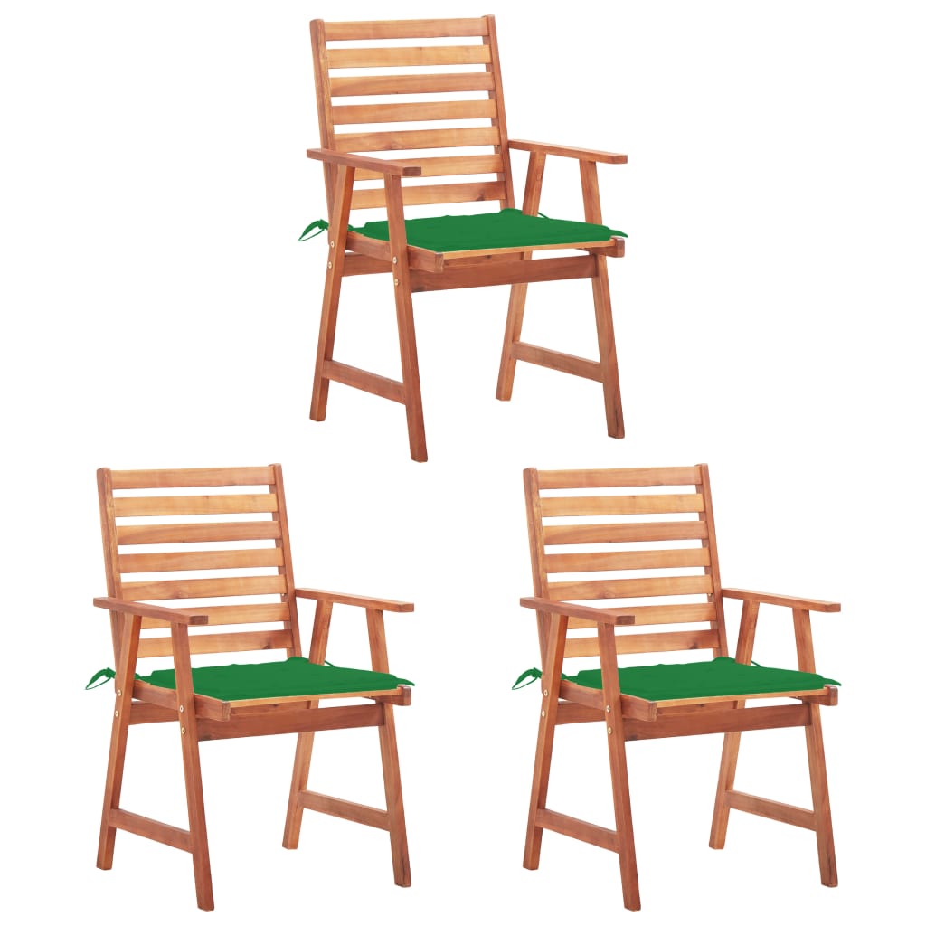 Tuinstoelen 3 st met kussens massief acaciahout is nu te koop bij PeponiXL, paradijselijk wonen!