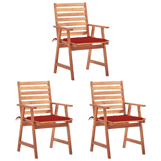 Tuinstoelen 3 st met kussens massief acaciahout is nu te koop bij PeponiXL, paradijselijk wonen!