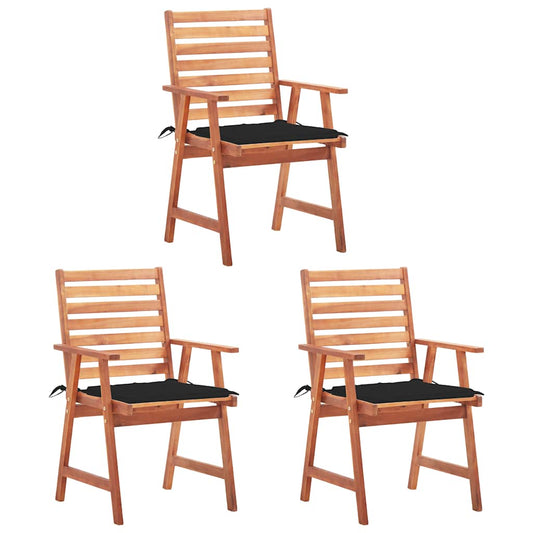 Tuinstoelen 3 st met kussens massief acaciahout is nu te koop bij PeponiXL, paradijselijk wonen!