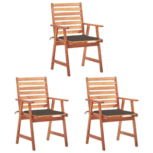 Tuinstoelen 3 st met kussens massief acaciahout is nu te koop bij PeponiXL, paradijselijk wonen!