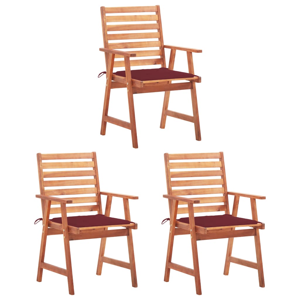 Tuinstoelen 3 st met kussens massief acaciahout is nu te koop bij PeponiXL, paradijselijk wonen!